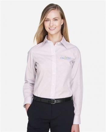 Women's Crown Collection® Micro Tattersall Woven Dress Shirt
